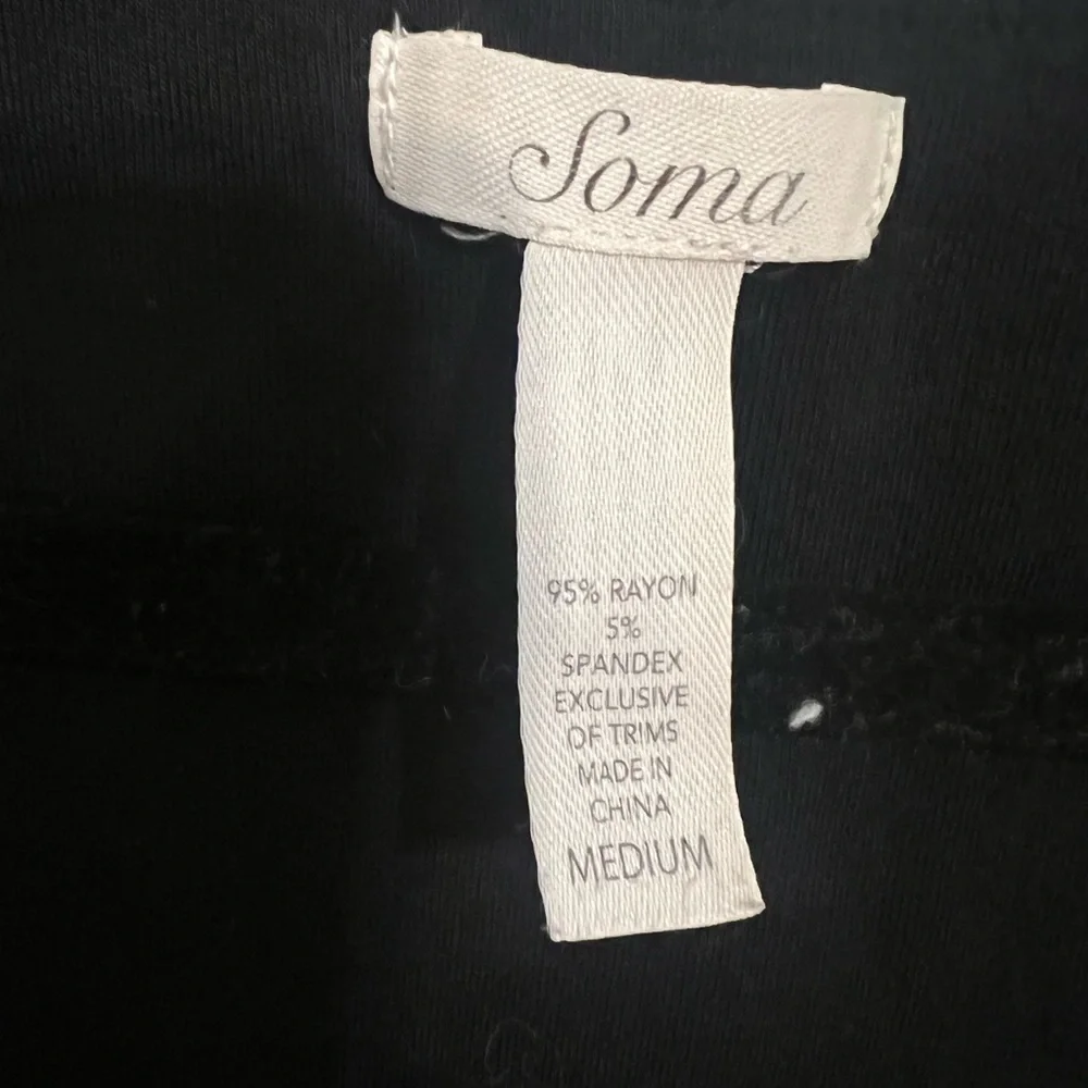 Soma Dress Size M Black Ruffled Neckline Comfy Sleeveless Womens Rayon Blend